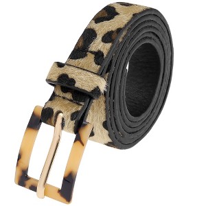 INSPIRE CHIC Women Leopard Print Retro 0.7" Width Faux Fur Leather Waistband Belts 1Pc - 1 of 4