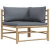 Patio Corner Sofa with Dark Gray Cushions Bamboo vidaXL - 2 of 4