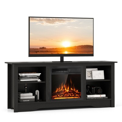Tangkula Fireplace TV Stand for 65" Flat Screen TV w/ 18" Electric Fireplace Heater
