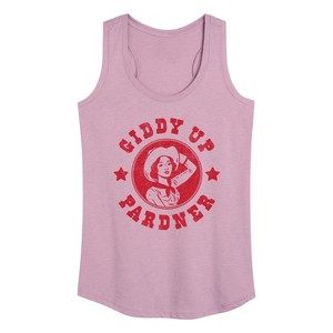 Women's - Instant Message - Giddy Up Pardner Graphic Racerback Tank - 1 of 4