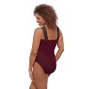 Aqua Green, Women's Novelty Trim High Neck One Piece - 2 of 3