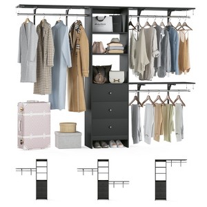 GlasFlength Decorative Storage Cabinets Modern Closet Cabinet with Drawers and Shelves, for Living Room, Dining Room, Black, 111"*53"*26" - 1 of 4