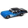 1974 Pontiac GTO Black and Blue with Blue Flame Graphics with White Interior 1/64 Diecast Model Cars by Johnny Lightning - 2 of 4