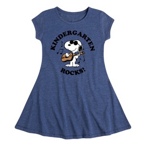 Girls' - Peanuts - 1st Grade Rocks Fit & Flair Cap Sleeve Dress - 1 of 3