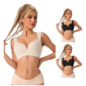 INSPIRE CHIC Women's Adjustable Strap Full Coverage Push Up Bras 3 Packs - 1 of 4