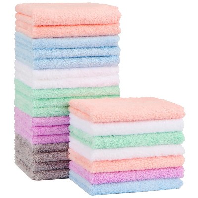 Baby Washcloths 24-Pack(7''x9''), Microfiber Coral Fleece Baby Towels, Super Soft and Absorbent Wash Cloths for Newborns