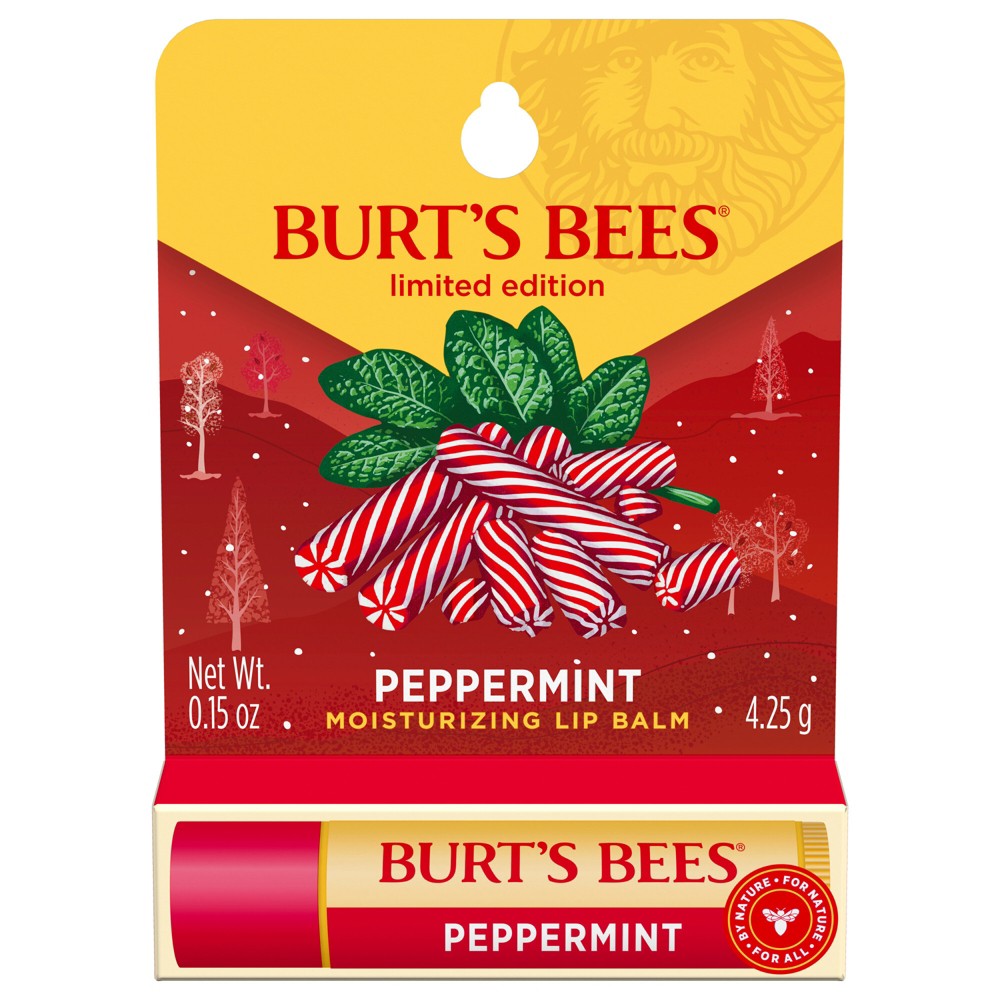 Photos - Lipstick & Lip Gloss Burts Bees Burt's Bees Holiday Limited Edition Stocking Stuffer Moisturizing Lip Balm - Peppermint - 0.15oz 