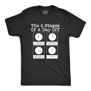 Mens The 4 Stages Of A Day Off T shirt Funny Lazy Procrastinate Office Humor Tee - Crazy Dog Men's T Shirt - 1 of 4