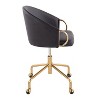 TiramisuBest Contemporary Black Faux Leather Task Chair, Adjustable Height, Gold Base & Casters - 2 of 4