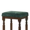 Dsvimoy Counter and Bar Stool Rustic Wooden Set of 2 with Green Fabric Padded Seat for Farmhouse Dining, Brown, 30.51"*18.9"*9.45" - 4 of 4