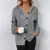 Women's Casual Hooded Cardigan Sweaters V Neck Button Down Long Sleeve Kint Cardigans Coat - 4 of 4