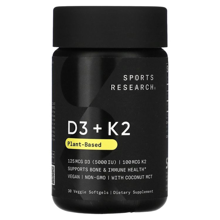 Sports Research D3 + K2, Plant-Based, 30 Veggie Softgels, 4 of 5