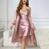 Women's Simple Four Seasons Home Clothing Robe Set with Tie Belt Soft Two Piece Robe and Skirt Outfit for Daily Wear - 4 of 4
