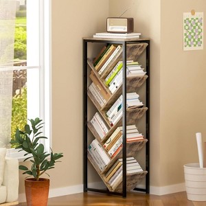 Aoibox 9 Tier Tree Bookshelf Floor Standing Wooden Shelf Organizer for Hardcover Books Small Spaces Bedroom Living Room - 1 of 4