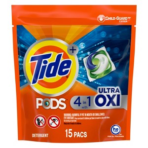 Tide PODS Liquid Laundry Detergent Soap Pacs, 4-n-1 Ultra Oxi, HE Compatible 15 Count, Built in Pre-treater for Stains - 1 of 1