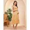 Coolmee Womens Maternity Dress Summer Sleeveless Smocked Square Neck Ruffle Casual Boho Midi Dress Baby Shower Photoshoot - 4 of 4