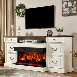 Roman Columns 3-Sided Glass Fireplace TV Stand for TVs up to 85in - 1 of 4