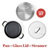 Granitestone 3 Piece Nonstick 5.5 Qt Everyday Pan with Lid and Steamer Insert – Speckled Multipurpose Cookware Set - 3 of 4