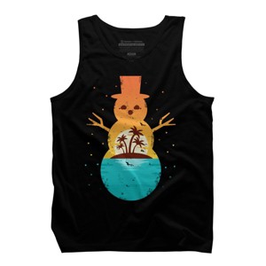 Men's Design By Humans Christmas in July Snowman Sunset By destiny29 Tank Top - 1 of 4