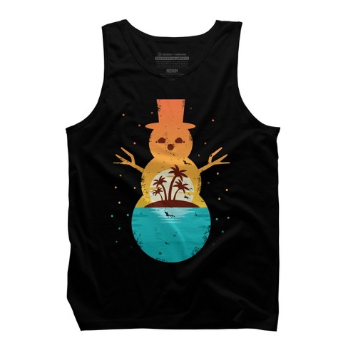 Men's Design By Humans Christmas in July Snowman Sunset By destiny29 Tank Top - image 1 of 4