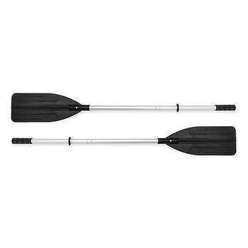 Intex 69625E 54 Inch Paddle Black 2 Piece Lightweight Aluminum Dual Purpose Inflatable Boat Oars with Ribbed Blades and Retainer Rings, Pair