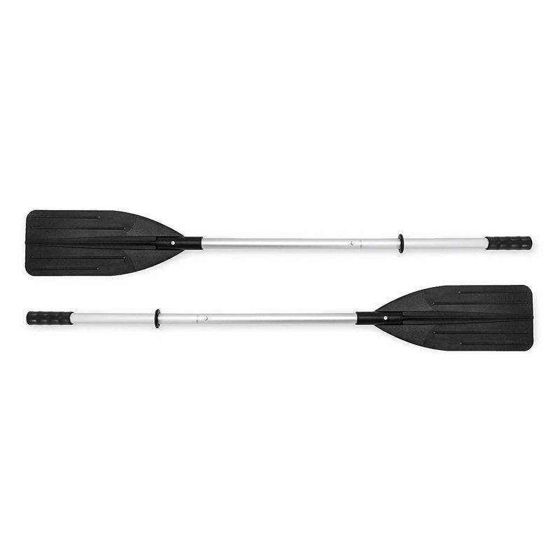 Intex 69625E 54 Inch Paddle Black 2 Piece Lightweight Aluminum Dual Purpose Inflatable Boat Oars with Ribbed Blades and Retainer Rings, Pair, 1 of 7