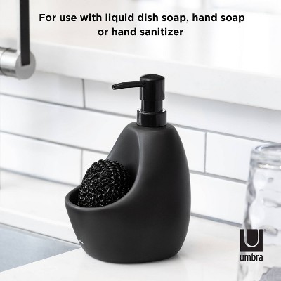 Black Stainless Steel Soap Dispenser with Scrubby Caddy