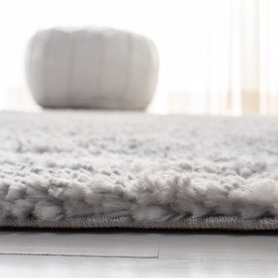 Grey and Cream Square Shag Area Rug