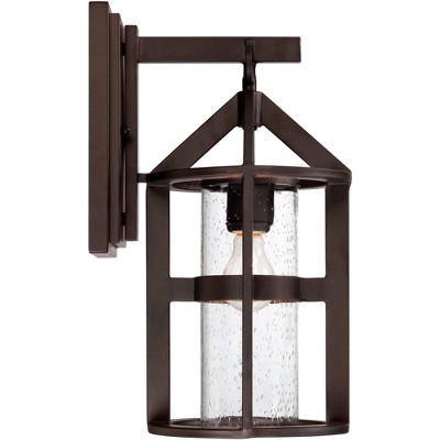 Bronze Metal Farmhouse Wall Sconce with Clear Glass Shade