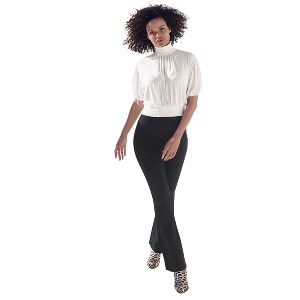 VENUS Womens Smocked Mock-Neck Crop Top - 1 of 4