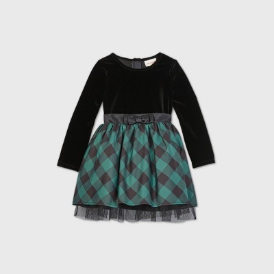 girls green plaid dress