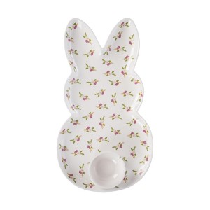 Transpac Ceramic Easter Bunny Shaped Platter Set of 2 Home Decorations Easter - 1 of 1