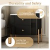 Whisen Modern Minimalist Nightstand with 2 Storage Drawer, Golden Metal Handles and Legs, Unique Textured Design - 3 of 4