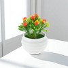 Unique Bargains Artificial Tree Ribbed Pot 7-Head Solid Rose Orange Plastic 3.15"x3.15"x3.15" 1 Pcs - 2 of 4
