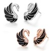 Swan Stud Earrings Black Gold Plated for Women Ginger Lyne Collection - 3 of 4