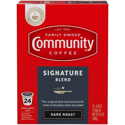 Community Coffee Dark Roast Single Serve Pods - 24ct