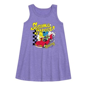 Girls' - Sesame Street - SS Racing -Toddler And Youth Girls Short Sleeve Aline Dress Graphic Sleeveless Aline Dress - 1 of 2