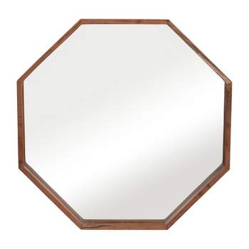SAGEBROOK HOME 30"x30" Wood Octagon Shaped Mirror Cherry