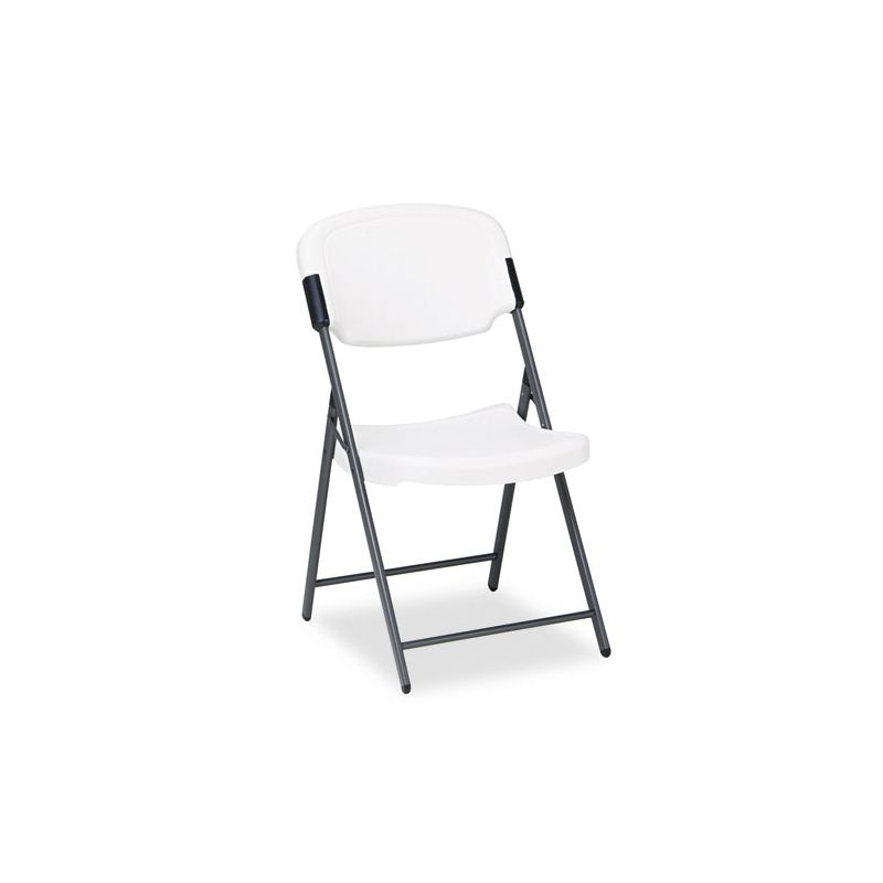 Iceberg Rough n Ready Commercial Folding Chair, Supports Up to 350 lb, 15.25" Seat Height, Platinum Seat, Platinum Back, Black Base, 1 of 3