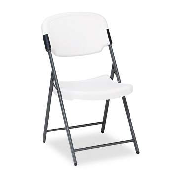 Iceberg Rough n Ready Commercial Folding Chair, Supports Up to 350 lb, 15.25" Seat Height, Platinum Seat, Platinum Back, Black Base