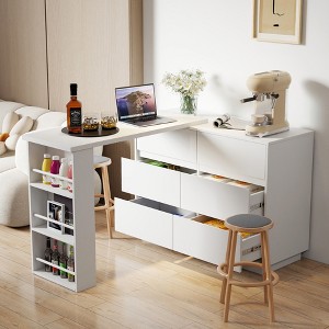 Vynxaria Modern L Shaped Computer Desk - with Drawers, Reversible Storage Cabinet, 3-Tier Shelf, Long Study Workstation for Home Office - 1 of 4