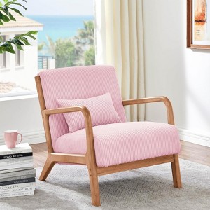 RISOKEYS Mid-Century Modern Accent Chair with Pillow: Stylish Corduroy Upholstery & Easy Assembly - for Living Room, Bedroom, Balcony Decor - 1 of 4