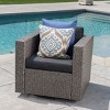 Outdoor Swivel Club Chair with Removable Cushions, Durable Wicker & Iron Frame, Modern Patio Lounge Seating, Weather-Resistant-Coolbibila - 3 of 4