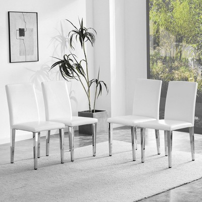 Set of 4 PU Backrest Dining Chairs with Metal Legs for Minimalist and Modern Home Styles, 16.2*18.5*34.6in