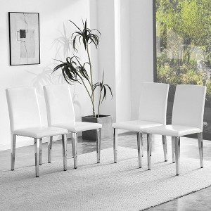 Set of 4 PU Backrest Dining Chairs with Metal Legs for Minimalist and Modern Home Styles, 16.2*18.5*34.6in - 1 of 4