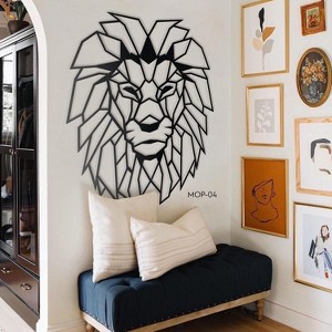 Lion Head Metal Wall Art - Home Office Living Room Decor - 1 of 4