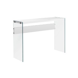 Laminate Console Table with Clear Tempered Glass Sides, Modern Accent Table for Entryway, Living Room, or Bedroom - 1 of 4