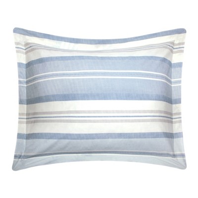 Twin Blue and Taupe Cotton Coastal Bedspread Cover Set