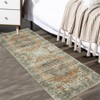 Front Door Rug FloralBoho Machine Washable Door Mat Vintage Retro Fade Indoor Rugs - 2 of 4