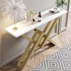 Yukimo 47.2" Narrow Rectangle White Console Table with Pine Wood Top and Gold Metal Base - Slim Hallway Entryway Table - 4 of 4